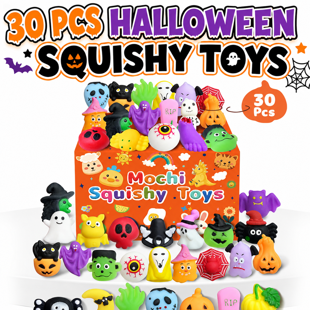30 Pcs Halloween Mochi Squishy Toy for Kids, Party Favors Non Candy Treats