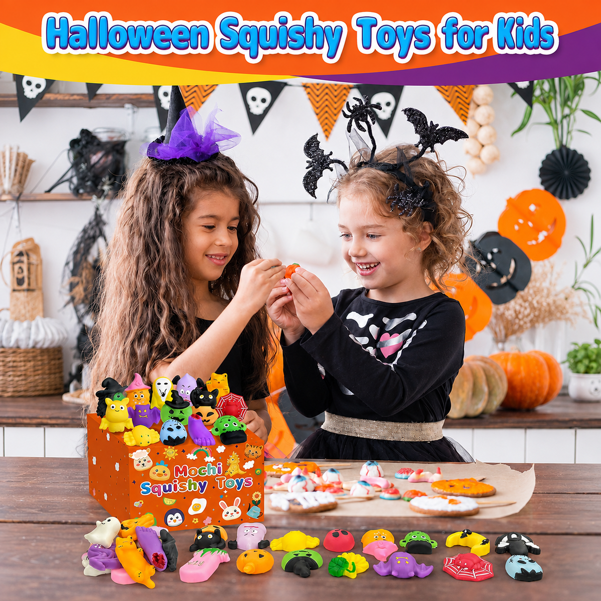 30 Pcs Halloween Mochi Squishy Toy for Kids, Party Favors Non Candy Treats