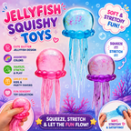 Jellyfish Squishy - Jellyfish Squeeze Slow Rise Sensory Water Animal Stress Ball Relief Fidget Toy for Kids & Adults Party Favors (3pcs)