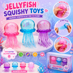 Jellyfish Squishy - Jellyfish Squeeze Slow Rise Sensory Water Animal Stress Ball Relief Fidget Toy for Kids & Adults Party Favors (3pcs)