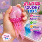 Jellyfish Squishy - Jellyfish Squeeze Slow Rise Sensory Water Animal Stress Ball Relief Fidget Toy for Kids & Adults Party Favors (3pcs)