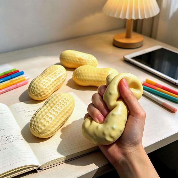 Crunchy Peanut Squishy Toys - Squeeze Fidget Toys for Stress Anxiety Relief
