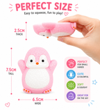 Cute Penguin Taba Squishy Toys - Kawaii Stress Relief Fidget Sensory Toys - Soft Silicone Squeeze Gifts for Children - Teens - and Adults (5-Pack Black + Green + Pink +Purple+Blue)