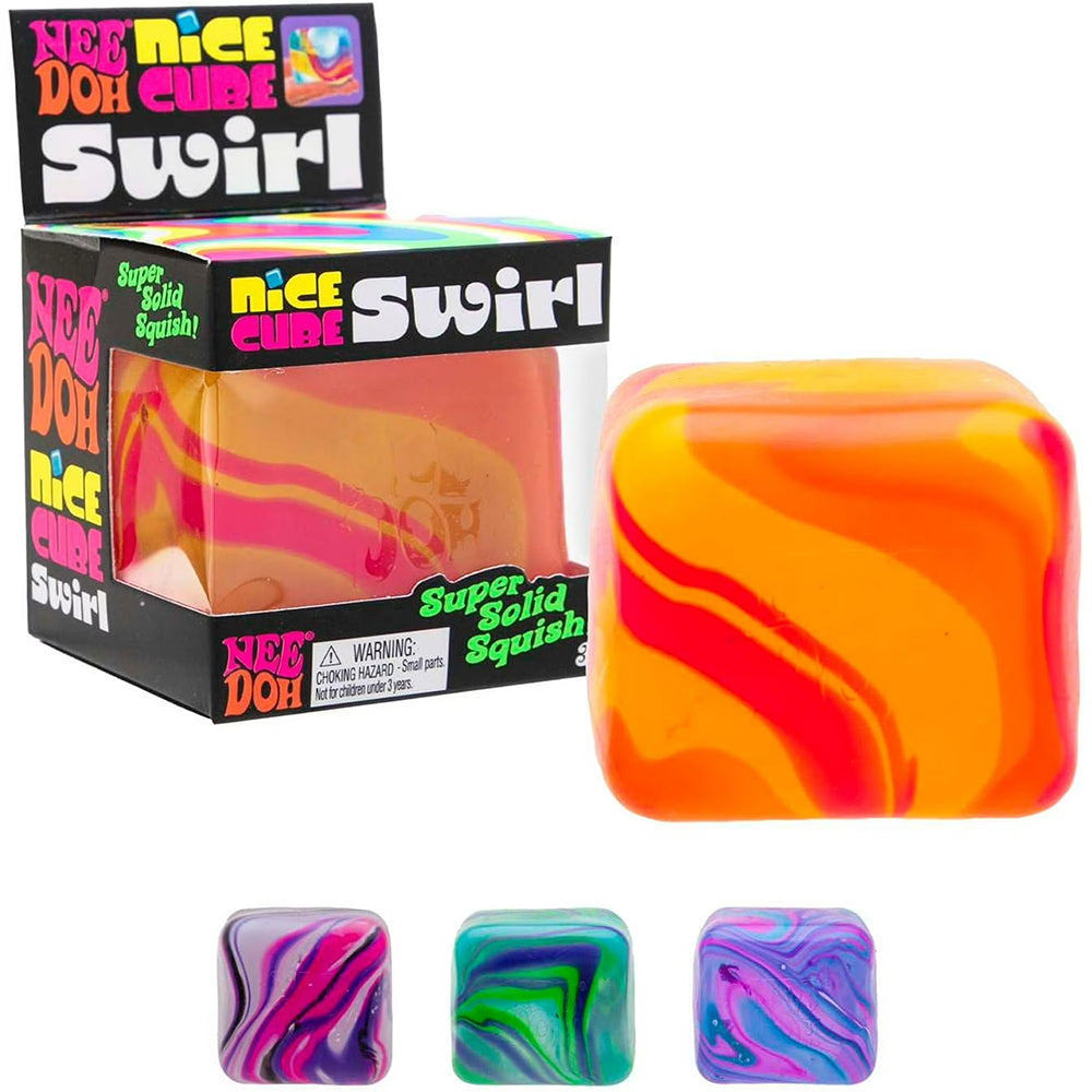 NeeDoh Swirl Nice Cube, Satisfying Square Shaped Sensory Toy, Colors May Vary, Children Ages 3+