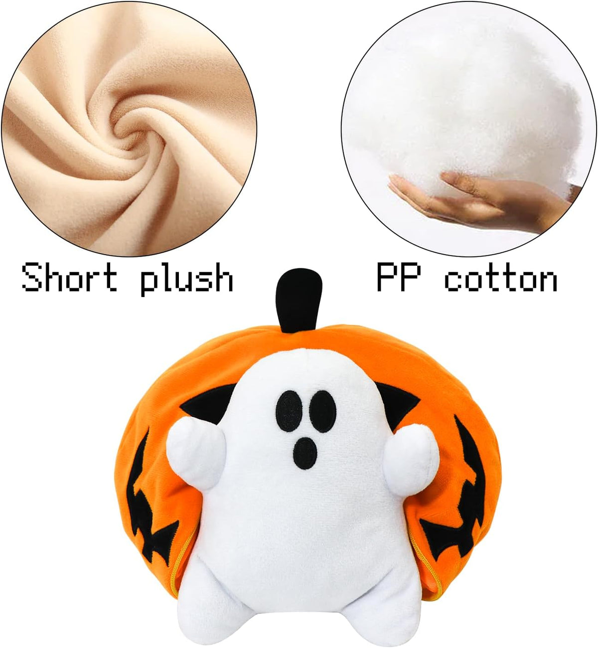 Halloween Pumpkin Ghost Plush Toy with Zipper – Cute Jack-o’-Lantern Ghost Pillow Decoration – Soft and Cuddly for Boys and Girls Plush Toy
