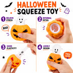 Halloween Squeeze Toys Pumpkin Squeeze Cup Toys Evil Pumpkin Design Ghost Skull Bat Squishy Toys Fidget Toys for Adults Stress Anxiety Relief Halloween Party Office Decorations Gifts 3Pcs