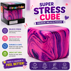 Swirl Stress Cube Squishy Toys - Slow Rebound Squishy Fidget Toy for Adults - Unique Swirling Color Mixing - Slow Rising Sensory Toys for Anxiety Stress Relief (Purple)
