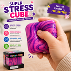 Swirl Stress Cube Squishy Toys - Slow Rebound Squishy Fidget Toy for Adults - Unique Swirling Color Mixing - Slow Rising Sensory Toys for Anxiety Stress Relief (Purple)