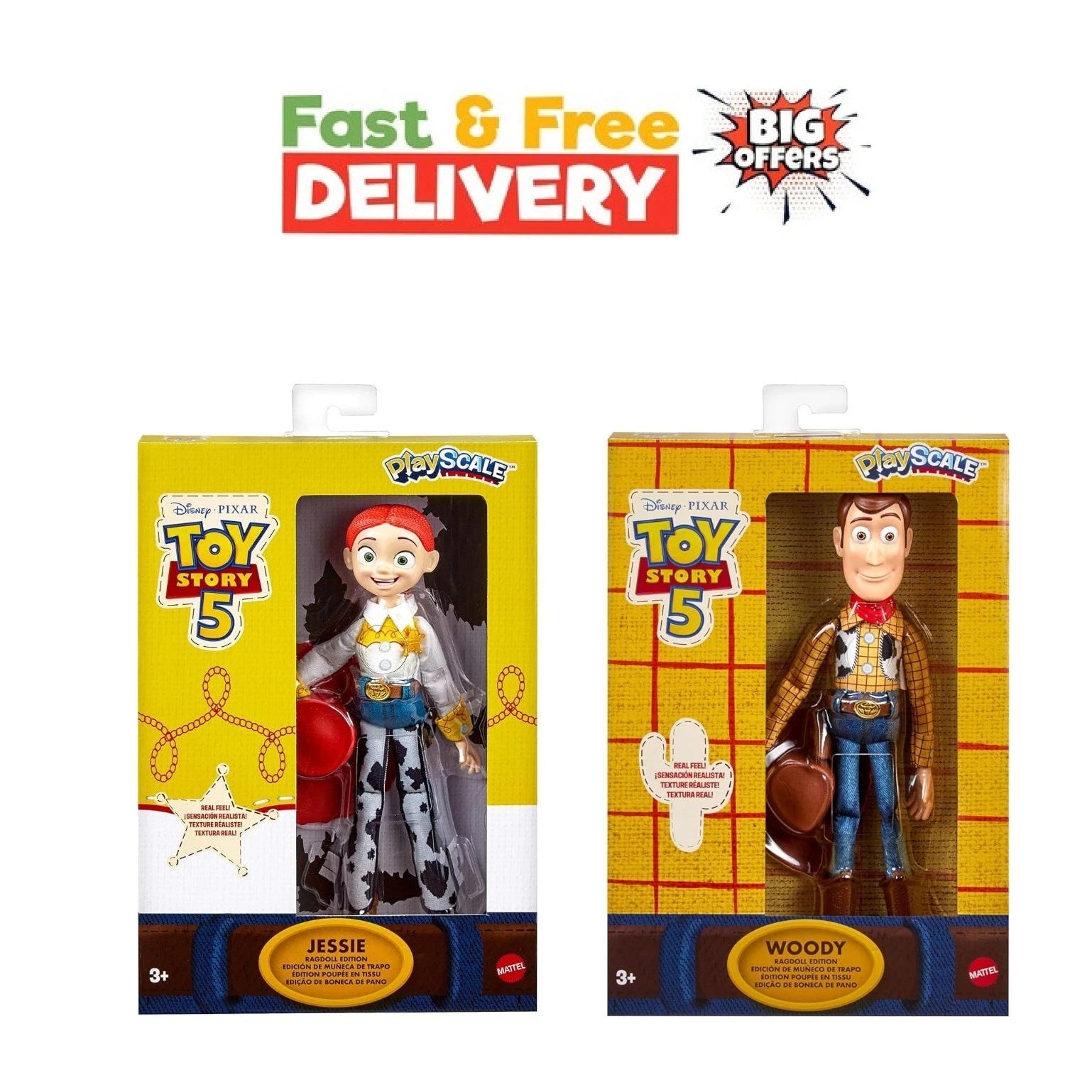 Toy Story 5 Woody & Jessie 7" Ragdoll Edition Reel Feel Dolls Figures Movie 2026