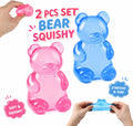 2-Piece Gummy Bear Squishy Toy Set - Sensory Fidget Squeeze Toys for Kids - Fun Party Favors and Gifts