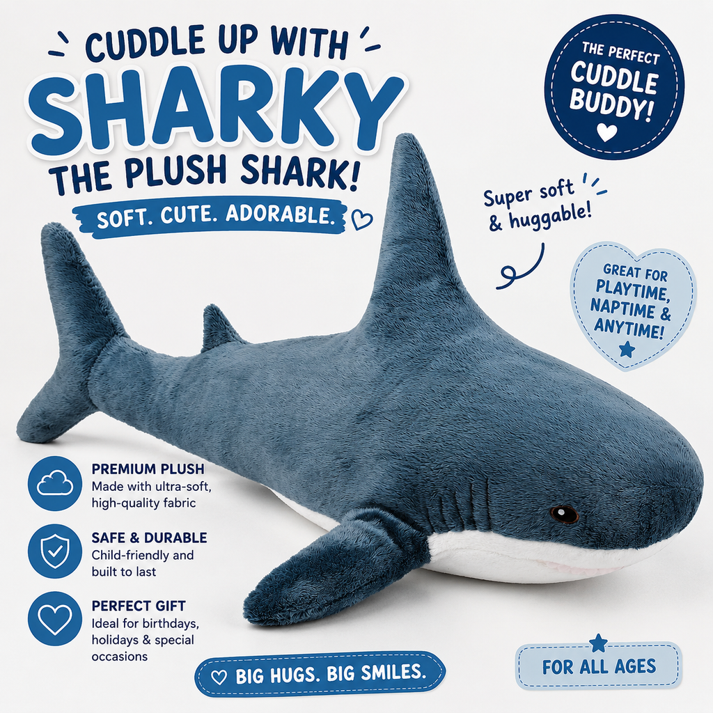 Shark Stuffed Animal Plush 11" Cute Shark Toy Plush Pillows Soft Cotton Sharks Plushies Ocean Sea Animal Doll Gifts for Boys Girls Kids Adults ( Navy Blue ）