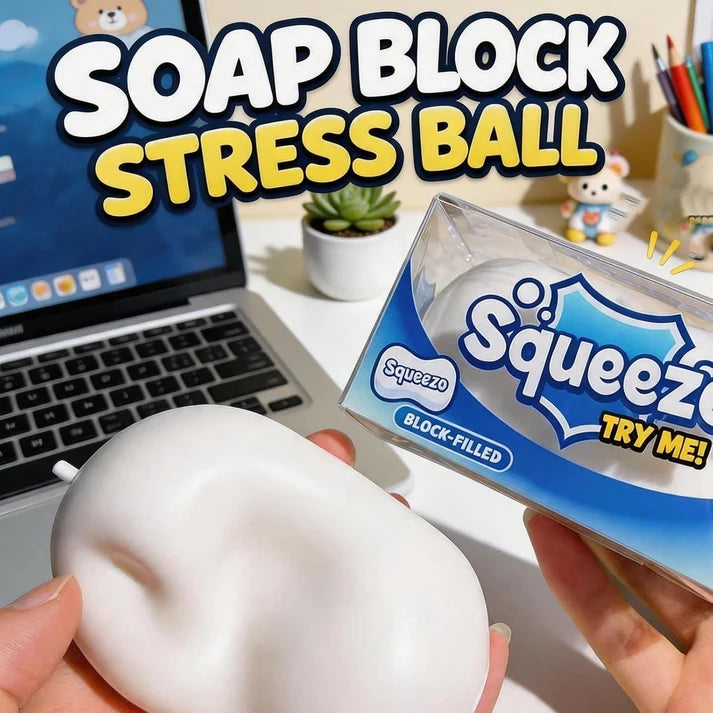 Soap Squishy Slow Rising Stress Reduce Fidget Toy for Adults - Sensory Squeeze Toy - Realistic Soap Design - Stocking Stuffer - Office Use
