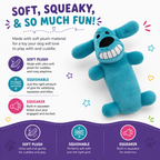 Loofa Dog Plush Squeaky Toy – Extra Soft Stuffed Animal for All Dogs (6", Random Color Surprise)