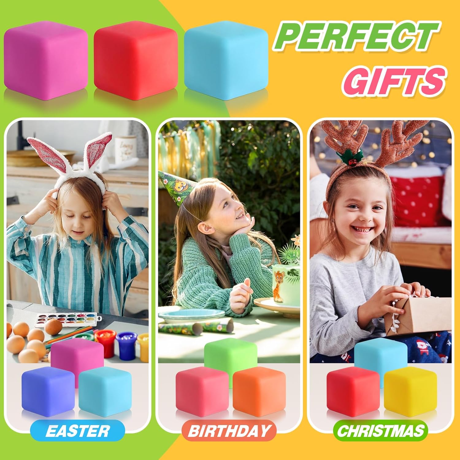 40 Pack Slow Rising Stress Cube Fidget Toys - Squishy Balls Sensory Fidget Toys for Kids Adults - Square Shape Fidgets for Classroom - Party Favors Pull Stretch Squishy Toy Classroom Prize Box Toys