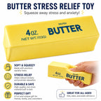 Squishy Toy Set - 4 Set Pack - Butter - Peanut & Cheese Block Soft Sensory Squeeze Toys for Kids and Adults