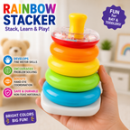 Stacking Toy - Colorful Stacking Blocks - Educational Learning Play Building Game for Ages 6+ Months Boys Girls Outdoor Daycare Nursery Family Travel Highchair Home