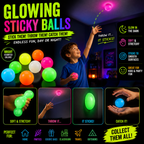 12pcs Sticky Ball Glow in Dark Fidget Sensory Balls - Valentines Day Gifts for Him Her Women Stress Relief Toys for Adults & Kids - Valentines Gift for Party Favors & Prizes Valentines Stocking Stuffers