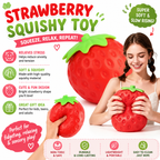 6 Inch Giant Strawberry Squishy Slow Rising Stress Relief Toy - Realistic Soft Fruit Squeeze Fidget Sensory Toy - Desk Decor Party Favor Gift for Adults