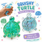 2 PCS Turtle Squishy Set - Maltose Glitter Turtle Shape,Squishy Turtles with Slow-Return Texture and Sparkling Stars for Desk Display - in Blue and Green