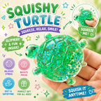 2 PCS Turtle Squishy Set - Maltose Glitter Turtle Shape,Squishy Turtles with Slow-Return Texture and Sparkling Stars for Desk Display - in Blue and Green